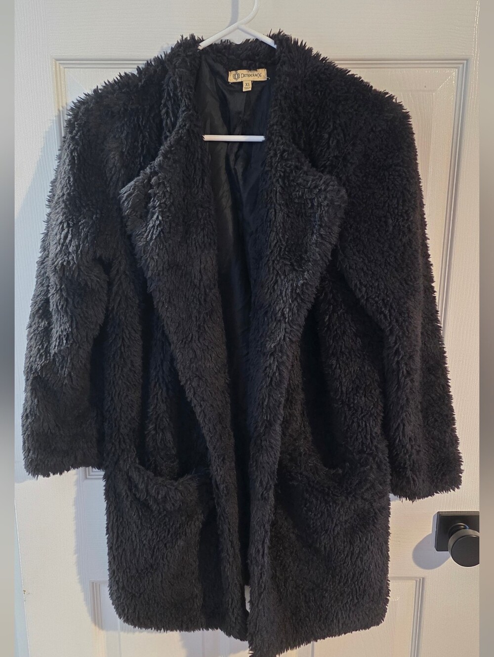 Democracy Lined Black Soft Faux Fur Women's XS